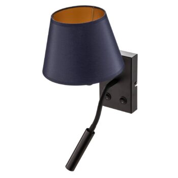 Nástenné svetlo Soho, kužeľové, lampa na citanie modrá/zlatá