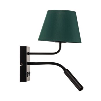 Nástenné svetlo Soho, kužeľové, lampa na citanie, zelená/zlatá