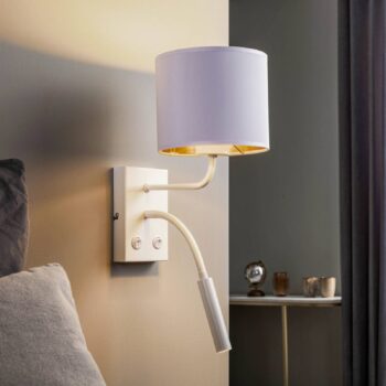 Nástenné svetlo Soho, valcovité, lampa na citanie biela/zlatá