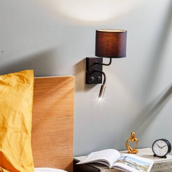 Nástenné svetlo Soho valcovité lampa na citanie čierna/zlatá