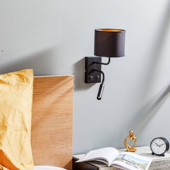 Nástenné svetlo Soho valcovité lampa na citanie čierna/zlatá