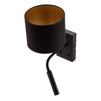 Nástenné svetlo Soho valcovité lampa na citanie čierna/zlatá