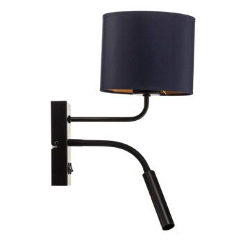Nástenné svetlo Soho, valcovité, lampa na citanie modrá/zlatá