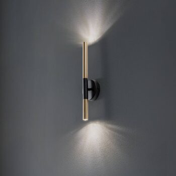 Nástenné svetlo Sopel Lux, 2-pl., čierna/zlatá, výška 38 cm