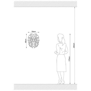 Nástenné svetlo W-056, čierne, dizajn leva, MDF drevo rezané laserom