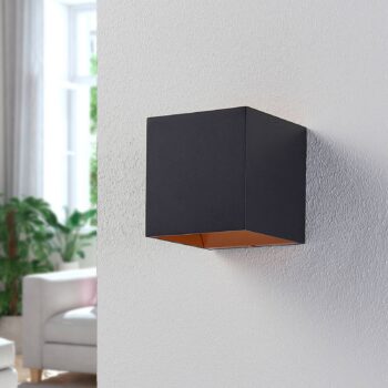 Nástenné svietidlo Arcchio LED Zuzana, hranaté, čierne, šírka 10 cm