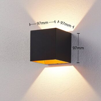 Nástenné svietidlo Arcchio LED Zuzana, hranaté, čierne, šírka 10 cm