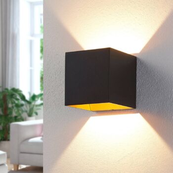 Nástenné svietidlo Arcchio LED Zuzana, hranaté, čierne, šírka 10 cm