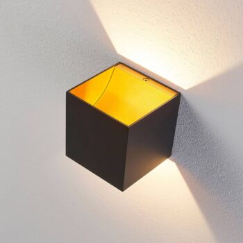Nástenné svietidlo Arcchio LED Zuzana, hranaté, čierne, šírka 10 cm
