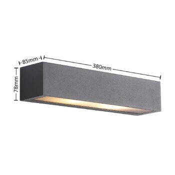 Nástenné svietidlo Arcchio Lengo, 38 cm, antracit, E27, IP54