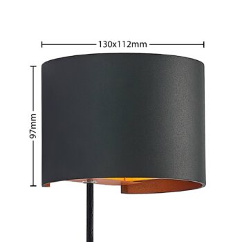 Nástenné svietidlo Arcchio Zuzana, okrúhle, čierne, zástrčka, 13 cm