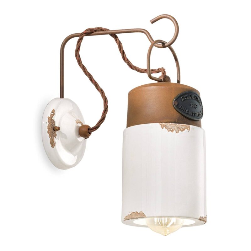 Nástenné svietidlo C1621, keramika a kov, biele Nástenné svietidlo C1621, keramika a kov, biele