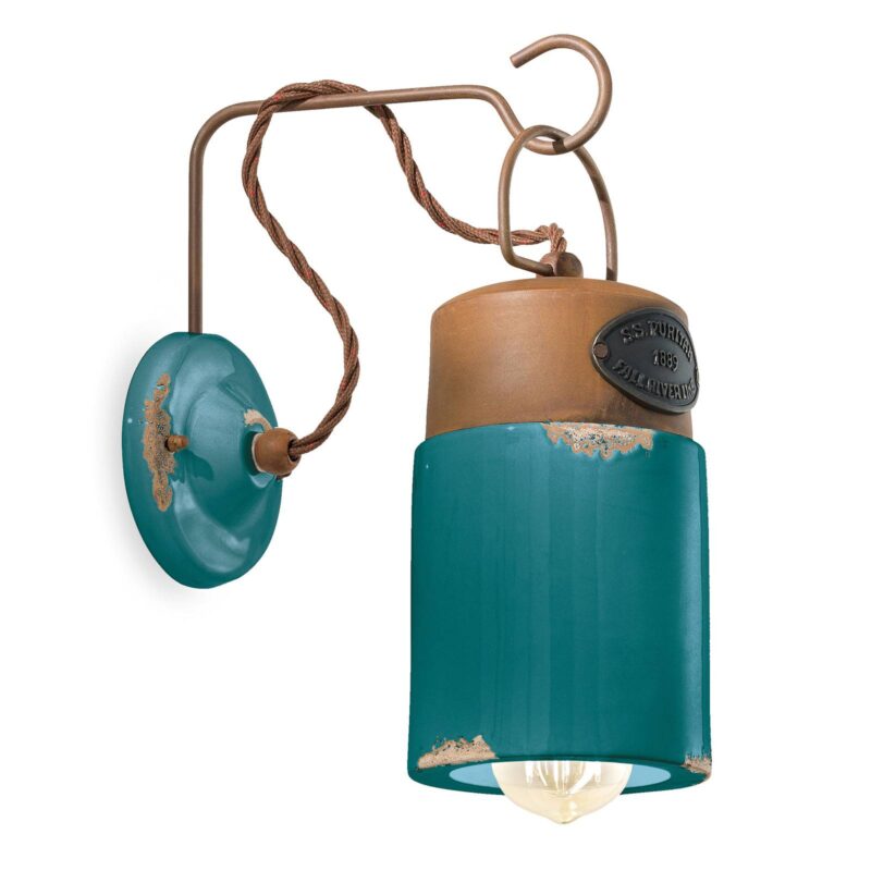 Nástenné svietidlo C1621, keramika a kov, zelené Nástenné svietidlo C1621, keramika a kov, zelené