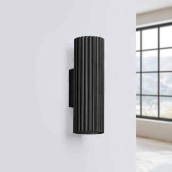 Nástenné svietidlo Carbon, čierne, výška 20 cm, hliník, 2 svetlá.