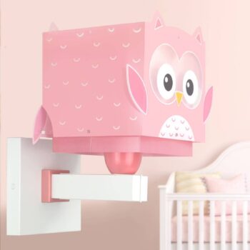 Nástenné svietidlo Dalber Little Owl so zástrčkou, ružové
