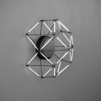 Nástenné svietidlo Euclide LED, čierne, kov, šírka 37,5 cm