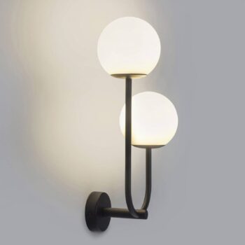 Nástenné svietidlo Forlight Sfera Double, čierne, sklo, šírka 23 cm