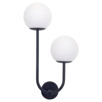 Nástenné svietidlo Forlight Sfera Double, čierne, sklo, šírka 23 cm