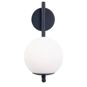Nástenné svietidlo Forlight Sfera Single, čierne, sklo, šírka 12 cm