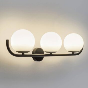 Nástenné svietidlo Forlight Sfera Triple, čierne, sklo, šírka 58 cm