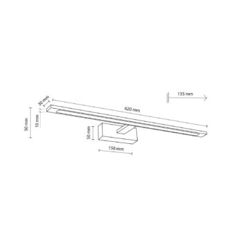 Nástenné svietidlo Gallery LED, čierne, kov, šírka 62 cm, IP44