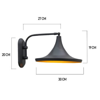 Nástenné svietidlo Genish, čierne, šírka 30 cm, kov, E27