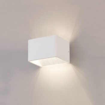Nástenné svietidlo Icon LED, biele, hore/dole, šírka 12 cm