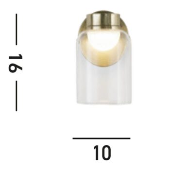 Nástenné svietidlo LED Highball, mosadzná farba, IP44, sklo
