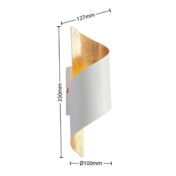 Nástenné svietidlo Lindby Desirio, biela/zlatá, 35 cm, kov
