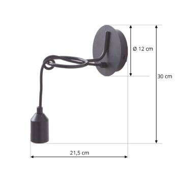 Nástenné svietidlo Lindby Elira, čierne, kov, Ø 10 cm, E27