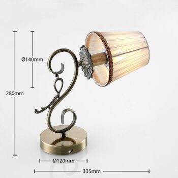 Nástenné svietidlo Lindby Finnick, farba starožitná mosadz, 34 cm, E14