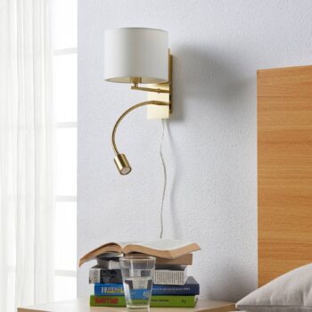 Nástenné svietidlo Lindby Florens, mosadz, LED lampa na čítanie, 23,5 cm