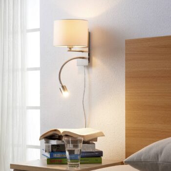 Nástenné svietidlo Lindby Florens, nikel, LED lampa na čítanie, 23,5 cm
