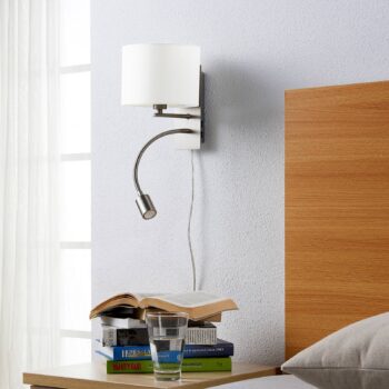Nástenné svietidlo Lindby Florens, nikel, LED lampa na čítanie, 23,5 cm