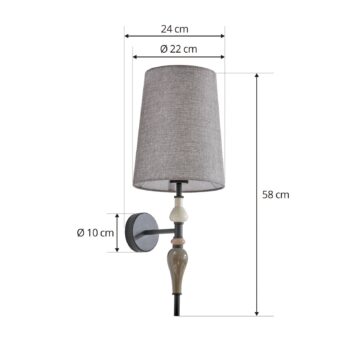 Nástenné svietidlo Lindby Haldorin, sivo-čierne, textil, 58 cm
