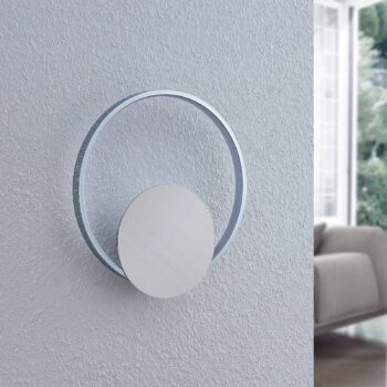 Nástenné svietidlo Lindby LED Anays, Ø 32 cm, chróm/čierny, plast
