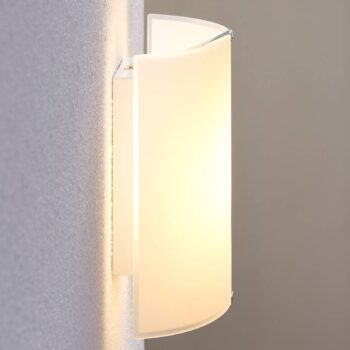 Nástenné svietidlo Lindby LED Helmi, výška 21 cm, sklo, polkruhové