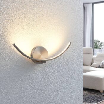 Nástenné svietidlo Lindby LED Iven, šírka 34 cm, nikel, 3 000 K