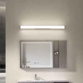 Nástenné svietidlo Lindby LED Kirka, čierne, kov, IP44, 90 cm, CCT