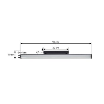Nástenné svietidlo Lindby LED Kirka, čierne, kov, IP44, 90 cm, CCT