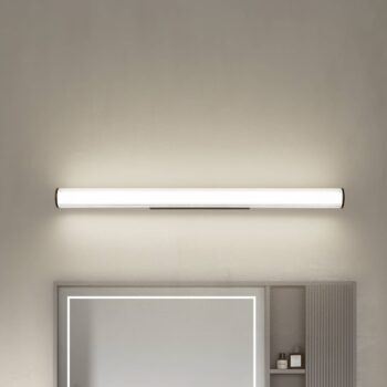 Nástenné svietidlo Lindby LED Kirka, čierne, kov, IP44, 90 cm, CCT