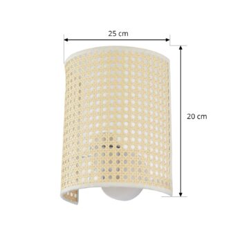 Nástenné svietidlo Lindby Lautaro, bambus, výška 25 cm, E27