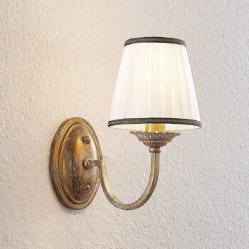Nástenné svietidlo Lindby Lumiel, krémová/mosadz, textil, 27 cm