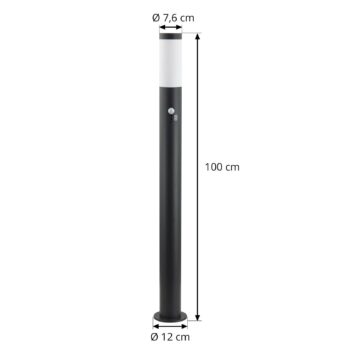 Nástenné svietidlo Lindby Statius, antracitová/biela, senzor, 100 cm