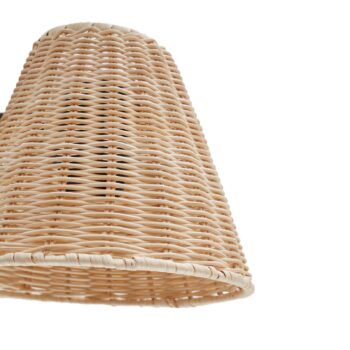 Nástenné svietidlo Lindby Zyralia, farba dreva, ratan, výška 19,5 cm
