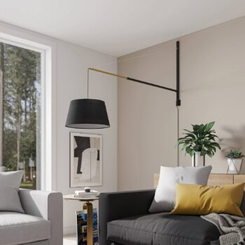 Nástenné svietidlo Lucande Beleza, výška 150 cm, rozťahovacie, textil