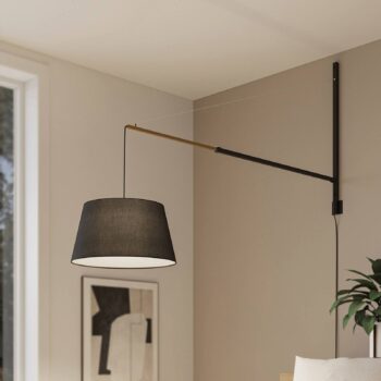Nástenné svietidlo Lucande Beleza, výška 150 cm, rozťahovacie, textil