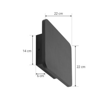 Nástenné svietidlo Lucande LED Elrik, čierne, výška 22 cm, kov