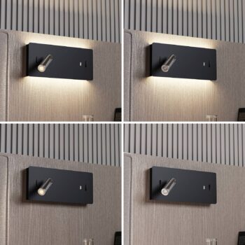 Nástenné svietidlo Lucande LED Kimo, 32 cm, čierne, hliník, USB