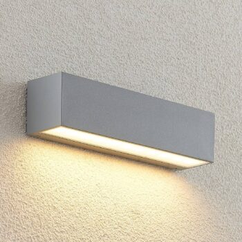 Nástenné svietidlo Lucande LED Lengo, 25 cm, strieborné, 1 svetlo, IP65
